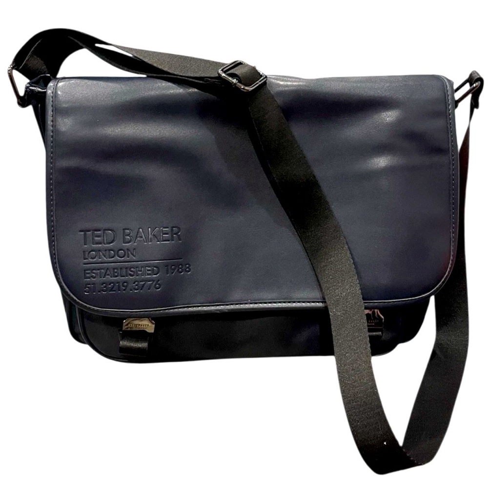 Ted Baker London Messenger Laptop Crossbody Shoulder Bag Briefcase Navy
